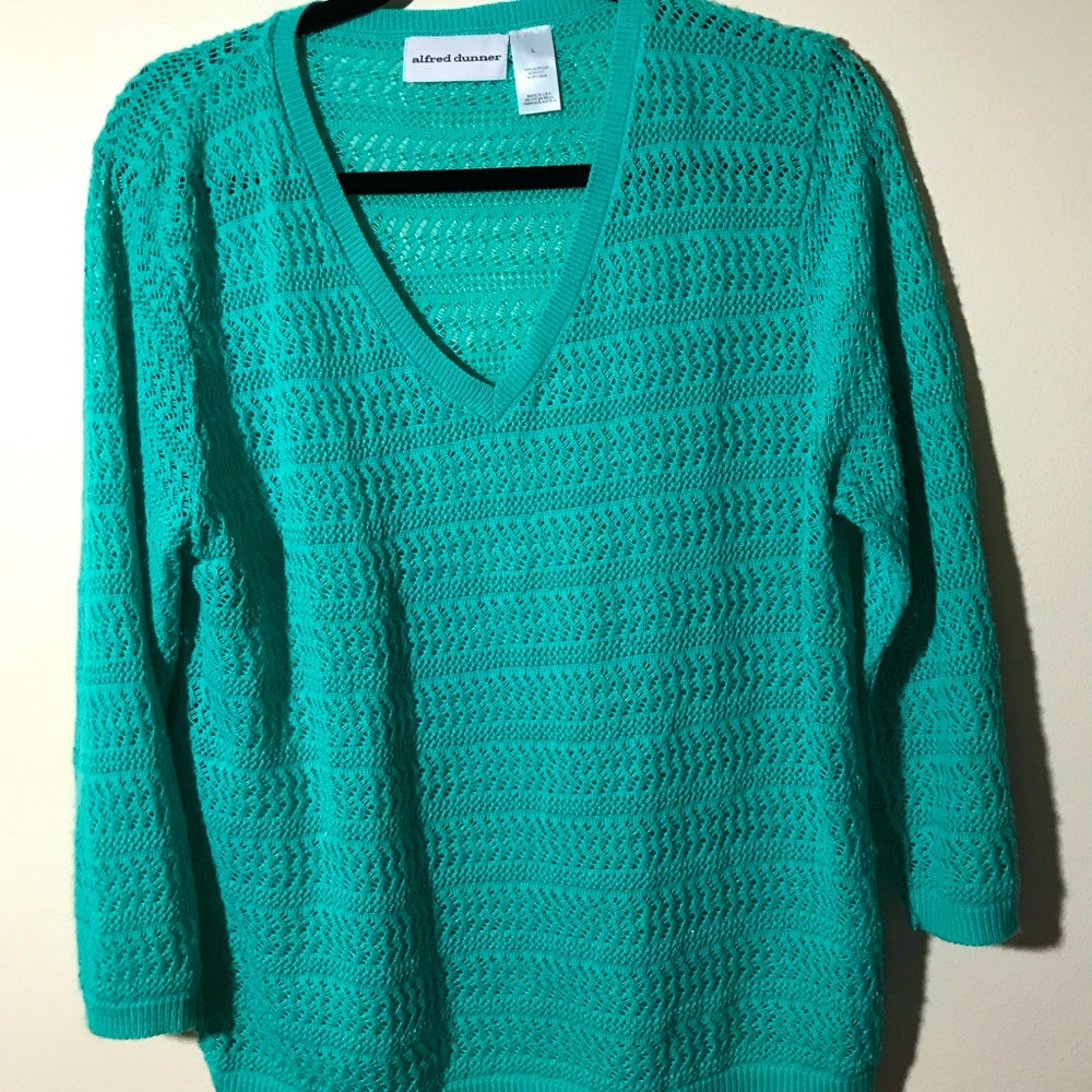 Afred dunner-Large Green Crochet blouse